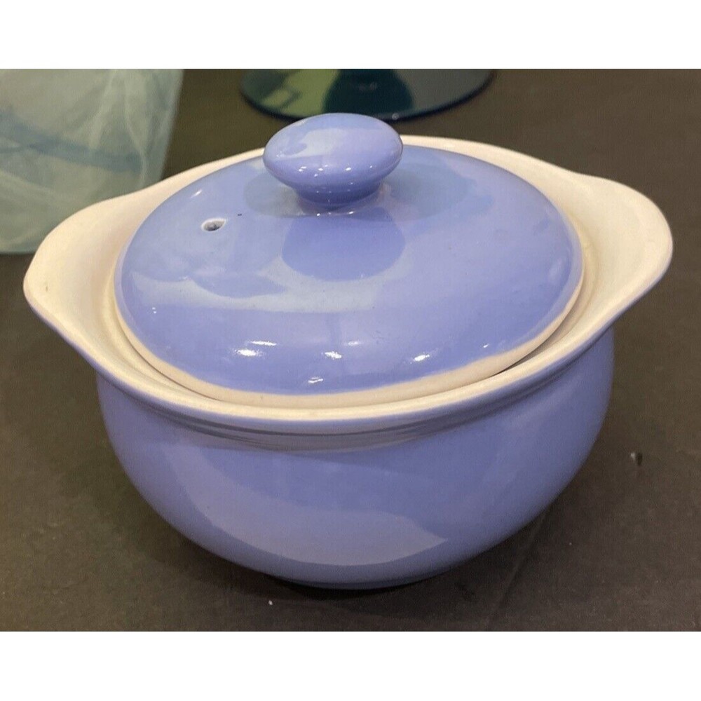 Vintage Blue Hall Covered Casserole Dish with Vent Hole